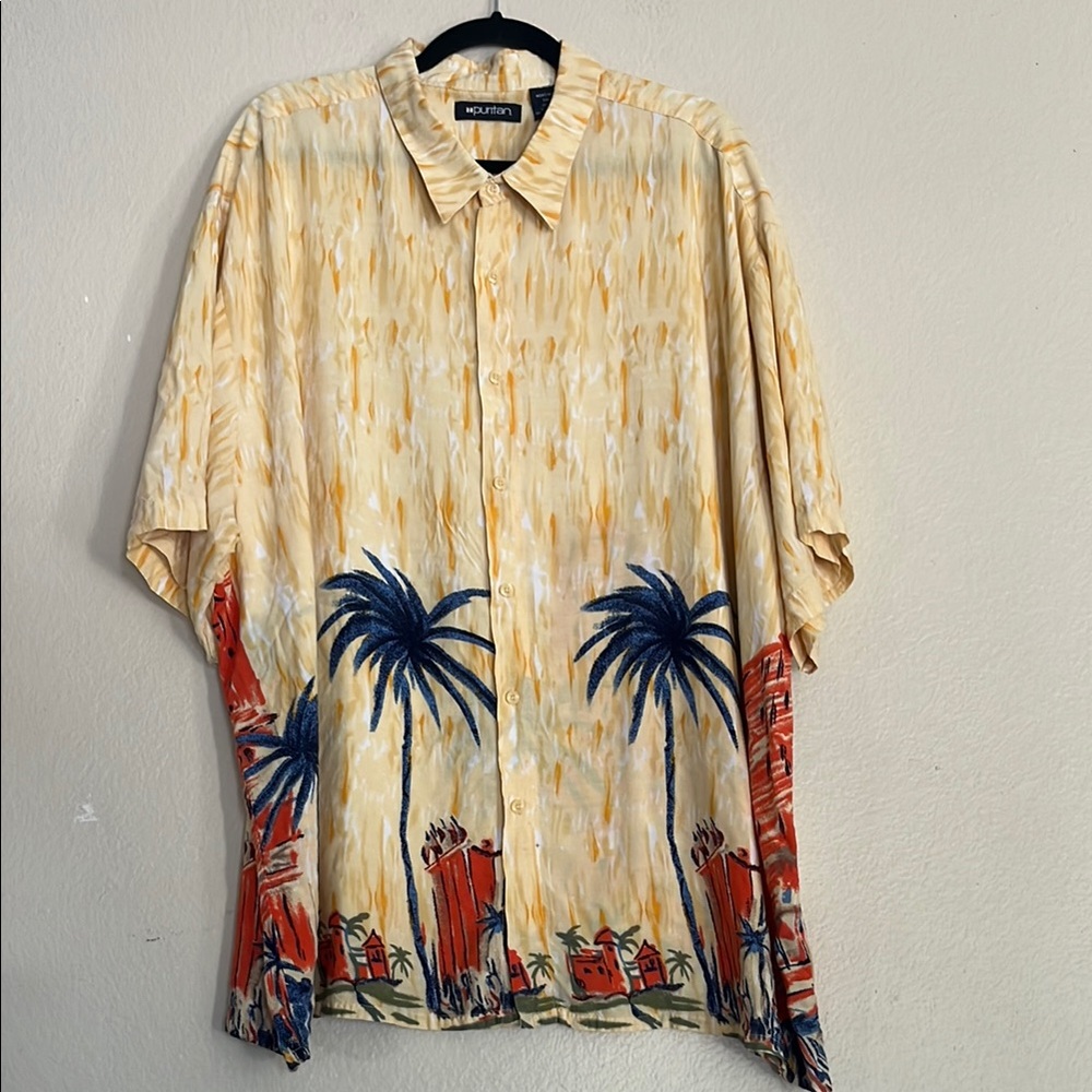 Puritan Men's Tropical Print Shirt, Size 3x